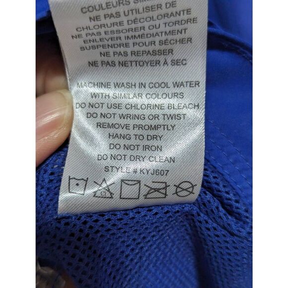 Kyodan Women's Bright Blue Soft Zip Retractable Hood Windbreaker Jacket Large - Picture 9 of 9